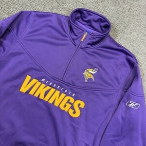 Minnesota Vikings 1/4 Zip Track Jacket Mens Large Purple Reebok NFL Pullover